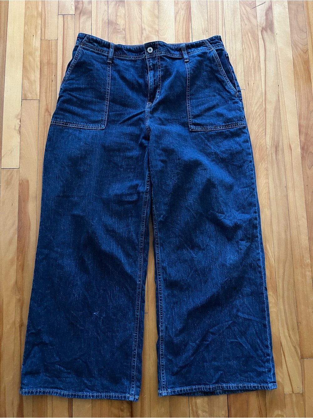 A&F Dark Blue Wide Leg Jeans